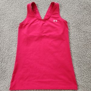 Under Armour Pink HeatGear Fitted Shelf Bra Thick Strap Tank Top